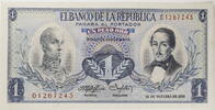 Kolumbien 1 Peso Simón Bolívar und Francisco de Paula Santander / Kondor -