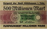 Mühlhausen 500000000 Mark Notgeldschein über 500 Millionen Mark -