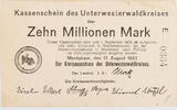 Unterwesterwaldkreis (Hessen-Nassau), Montabaur 10000000 Mark Kassenschein - Zehn Millionen Mark -
