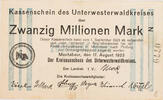 Unterwesterwaldkreis (Hessen-Nassau), Montabaur 20000000 Mark Kassenschein - Zwanzig Millionen Mark - N -