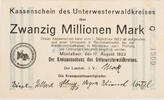 Unterwesterwaldkreis (Hessen-Nassau), Montabaur 20000000 Mark Kassenschein - Zwanzig Millionen Mark - Q -
