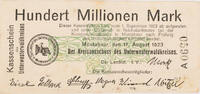 Unterwesterwaldkreis (Hessen-Nassau), Montabaur 100000000 Mark Kassenschein - Hundert Millionen Mark - A -