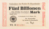 St. Goarshausen, Kreis 5000000000000 Mark Kassenschein - Fünf Billionen Mark - WH -