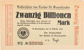 St. Goarshausen, Kreis 10000000000000 Mark Kassenschein - Zehn Billionen Mark - WH -