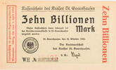 St. Goarshausen, Kreis 10000000000000 Mark Kassenschein - Zehn Billionen Mark - WH -