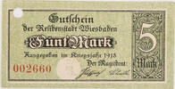 Wiesbaden 5 Mark Großnotgeldschein -