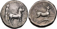 Sizilien Tetradrachme Messana, Nymphe Messana in Maultierbiga / Hase, ex Peus 1970! -