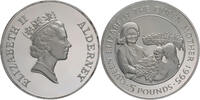 Alderney 5 Pounds, Piedfort Elizabeth II. (1952-2022) - Queen Mother -
