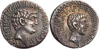 Römische Republik Denar Marcus Antonius, Kopf des Marcus Antonius / Kopf des Octavianus -