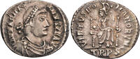 Römische Kaiserzeit Siliqua Magnus Maximus, Trier, Büste / VIRTVS ROMANORVM, Roma mit Globus und Szepter -