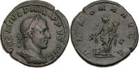 Römische Kaiserzeit Sesterz Philippus I., Büste / ANNONA AVGG, Annona mit Füllhorn und Ähren -