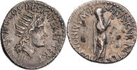 Imperatorische Prägungen Denar Marcus Antonius, Kopf des Sol / Marc Anton mit Lituus -