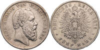 Kaiserreich, Württemberg 5 Mark Karl (1864-1891) - Kursmünze (1876-1888) -
