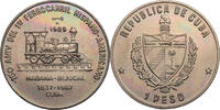 Kuba 1 Peso Erste kubanische Bahnstrecke - Dampflokomotive -