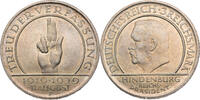 Weimarer Republik 3 Reichsmark Zum 10. Jahrestag der Weimarer Reichsverfassung (Schwurhand) -