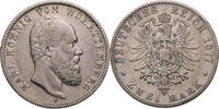 Kaiserreich, Württemberg 2 Mark Karl (1864-1891) - Kursmünze (1876-1888) -