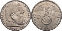 Drittes Reich 5 Reichsmark Hindenburg - Kursmünze (1936-1939) -