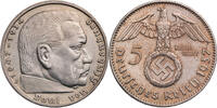 Drittes Reich 5 Reichsmark 1937 J Hindenburg - Kursm&uuml;nze (1936-1939) ss 35,00 EUR  Excl. 10,00 EUR Verzending