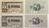 Herne in Westfalen 10 Pfennig, 25 Pfennig Komplette Serie von 2 Scheinen -