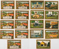 KGL Lichtenhorst 3x25, 2x50, 2x75 Pfennig, 2x1 Mark 1 komplette Serie von 9 Scheinen - Kriegsgefangenenlager -