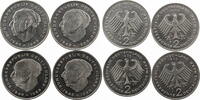 Bundesrepublik Deutschland 4 x 2 DM 2 D-Mark Kursmünzen Theodor Heuss -