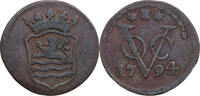 VOC, Zeeland, Niederlande 1 Duit Verenigde Oost-Indische Compagnie, Provincie Zeeland -