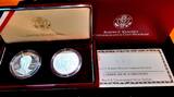 USA 2x 1 Dollar 1998 Robert Kennedy - Set st+ Proof in Original-Box mit Zertifikat