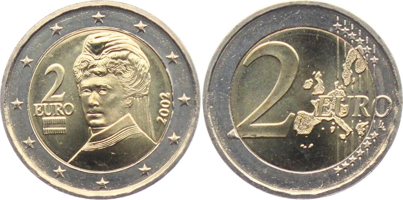 Österreich 2 Euro 2002 Bertha von Suttner brf - bankfrisch aus der Rolle |  MA-Shops