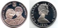 Gibraltar 1 Crown Hochzeit Prinz Charles und Lady Diana Spencer -
