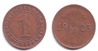 Weimar 2 Pfennig 2 Pfg. Fehlprägung - Doppelprägung der Umschrift auf Vorderseite -