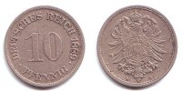 Kaiserreich 10 Pfennig Kursmünze kleiner Adler -