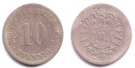 Kaiserreich 10 Pfennig Kursmünze kleiner Adler -