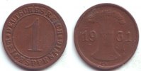 Weimarer Republik 1 Reichspfennig 1 Reichspfennig - mit Ährenbündel -