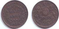 Indien- East India Company 1/2 Anna Queeen Victoria (1837-1901) - Wappen der Britischen Ostindien-Kompanie -