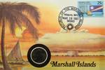 Marshall Inseln 1/4 Dollar auf Numisbrief Numisbrief Marshall Inseln - Boot - Auslegekanu - Schiff - Komet -