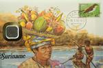 Surinam 5 Cents auf Numisbrief Numisbrief Surinam - Vögel - Früchte - Boot -