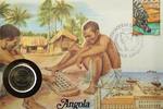 Angola 5 Kwanzas auf Numisbrief Numisbrief Angola - Männer beim Spielen - Hafen - Schiffe -