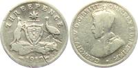 Australien 3 Pence George V. (1910 - 1936)- Känguruh und Emu -
