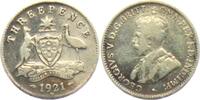 Australien 3 Pence George V. (1910 - 1936)- Känguruh und Emu -