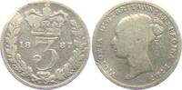 Großbritannien 3 Pence Victoria (1837 - 1901) - ohne Witwenschleier -