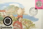 Guatemala 10 Centavos auf Numisbrief Numisbrief Guatemala - Stempel 1984 - Stadtansicht - Frau bei der Arbeit - -