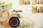 Anguilla 2 Pence auf Numisbrief Numisbrief Anguilla - Karibik - Frau mit Obst - Orangen - Pflanze -