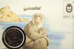 Gibraltar 1 Crown 1 Crown auf Numisbrief Gibraltar - Affe mit Jungtier - Affenfelsen -