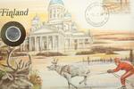 Finnland 1 Penni 1 Penni auf Numisbrief Finnland - Elch zieht Skifahrer - Dom von Helsinki -