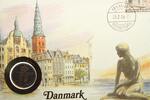Dänemark 1 Krone 1 Krone auf Numisbrief Dänemark - Kopenhagen Kleine Meerjungfrau - Nikolaikirche -