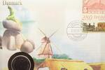Dänemark 1 Krone auf Numisbrief Numisbrief - Dänemark - Kleine Meerjungfrau - Windmühle - Bauernhaus -