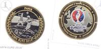 Deutschland - BRD Medaille - teilvergoldet Fussball EM 2016 in Frankreich - Stadion in Paris -