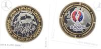 Deutschland - BRD Medaille - teilvergoldet Fussball EM 2016 in Frankreich - Titelverteidiger Spanien -