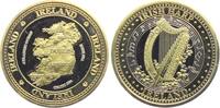 Irland Medaille Irland - Landkarte - Harfe - teilvergoldet -