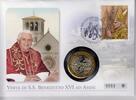 Vatikan Medaille auf Numisbrief Papst Benedikt XVI. - Besuch in Assisi -